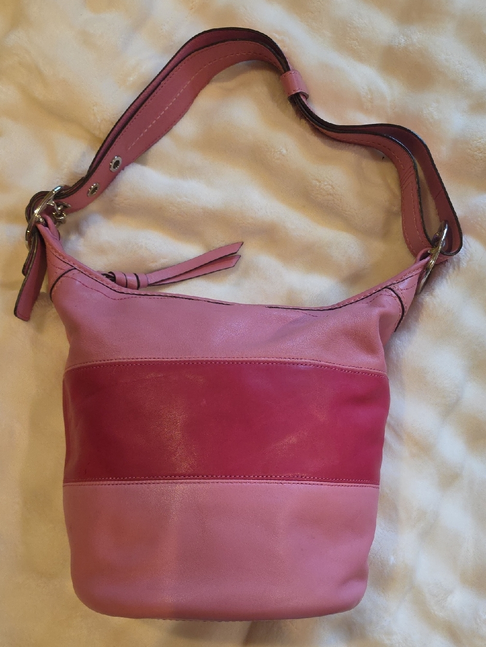Coach Two-Tone Pink Leather Shoulder Bag